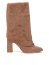 Stuart Weitzman Lucinda Suede And Leather Boots In Taupe (beige)