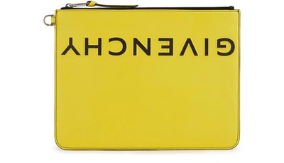 Givenchy Large Leather Pouch In Jaune/noir