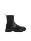 BRUNELLO CUCINELLI MATTE CALFSKIN AND CASHMERE KNIT BOOTS WITH SHINY CONTOUR,11114665