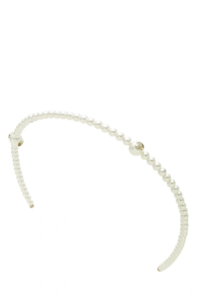 Pre-owned Chanel White Pearl Headband