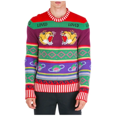 Gucci Men's Crew Neck Neckline Jumper Sweater Pullover In Red