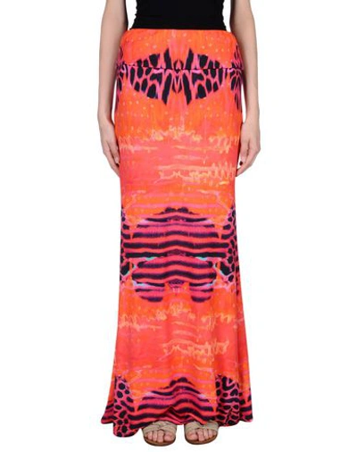 Roberto Cavalli Maxi Skirts In Orange