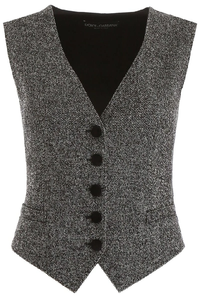 Dolce & Gabbana Fitted Waistcoat In Grey