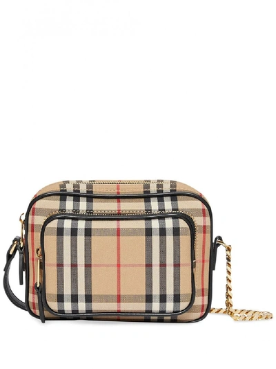 Burberry Small Leather Camera Bag In Beige