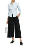Vince Cropped Stretch-wool Cady Wide-leg Pants In Black