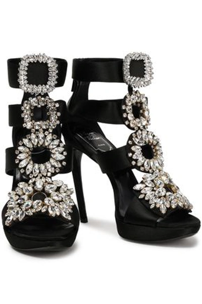 Roger Vivier Woman Crystal-embellished Satin Platform Sandals Black