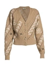 FENDI Karligraphy Cable-Knit Wool & Cashmere Cardigan