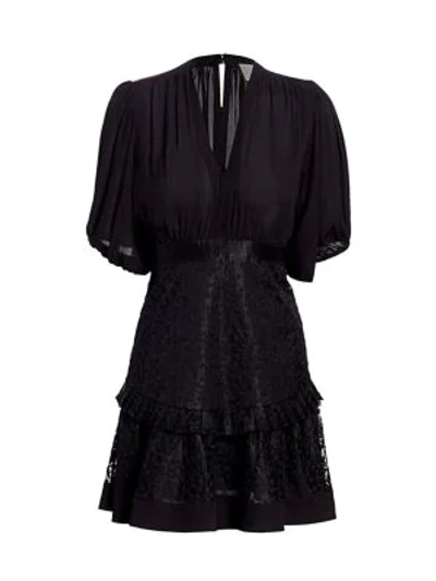 Alexis Estella Short-sleeve Flounce Dress In Black