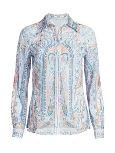 Etro Paisley Swirl Ramie Shirt In White