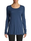 Atm Anthony Thomas Melillo Destroyed Wash Long-sleeve Slub Jersey Tee In Deep Ocean