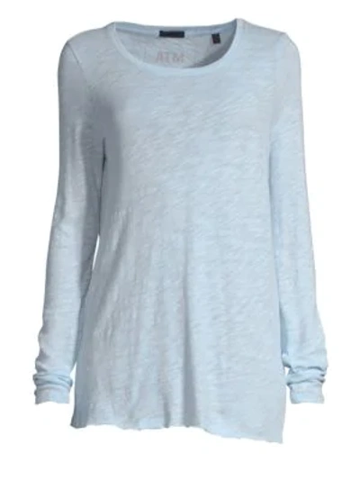 Atm Anthony Thomas Melillo Destroyed Wash Long Sleeve Slub Jersey Tee In Powder Blue