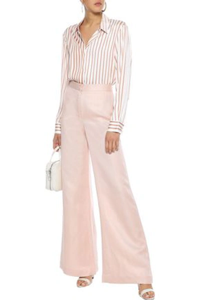 Dkny Woman Linen And Cotton-blend Twill Wide-leg Pants Blush