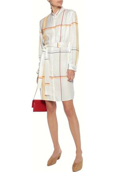 Equipment Ravena Checked Washed-twill Mini Shirt Dress In Ivory