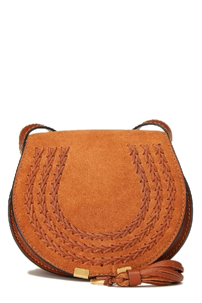 Pre-owned Chloé Brown Suede Marcie Tassel Crossbody Bag Mini