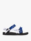 ARIZONA LOVE BLUE AND WHITE BANDANA KNOTTED FLAT SANDALS,TREKKYBANDANA14549764