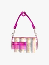 AREA AREA PINK ROLL CRYSTAL TASSEL PVC BAG,FW19LG02CLEARFUSCHIA13969820