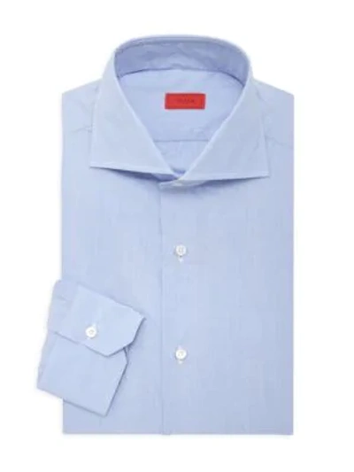 Isaia Micro Effect Dress Shirt In Light Blue