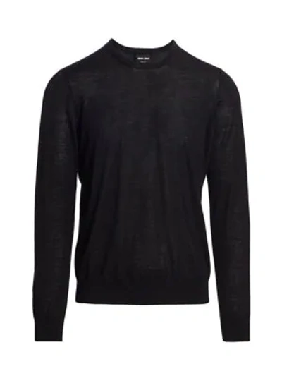 Giorgio Armani Virgin Wool Crewneck Sweater In Black