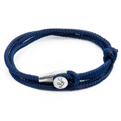 Anchor & Crew Navy Blue Dundee Silver & Rope Bracelet