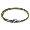 ANCHOR & CREW KHAKI GREEN TENBY SILVER & ROPE BRACELET