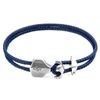 ANCHOR & CREW NAVY BLUE DELTA ANCHOR SILVER & ROPE BRACELET