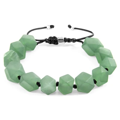 Anchor & Crew Green Jade Zebedee Silver & Stone Beaded Macrame Bracelet