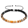 ANCHOR & CREW ORANGE KARIBA SILVER & VINYL DISC MACRAME BRACELET