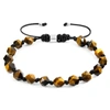 Anchor & Crew Brown Tigers Eye Zebedee Silver & Stone Beaded Macrame Bracelet