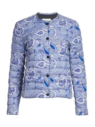 Etro Baroque Print Quilted Jacket In Navy