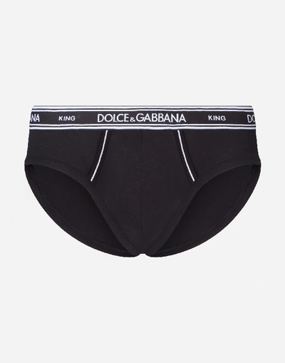 Dolce & Gabbana Stretch Cotton Brando Briefs In Black