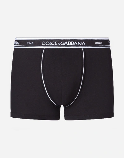 Dolce & Gabbana Stretch Cotton Boxers In Black