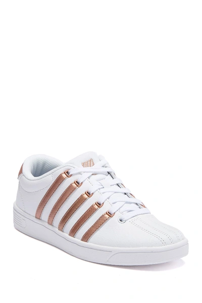 K-swiss Court Pro Ii Cmf Leather Sneaker In White/peach Gold