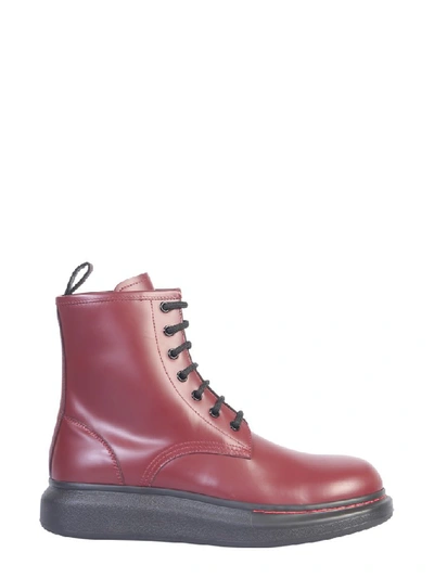 Alexander Mcqueen Chelsea Hybrid Boots With Laces In Bordeaux