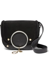 SEE BY CHLOÉ MARA EMBELLISHED SUEDE AND LEATHER SHOULDER BAG