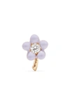 ALISON LOU TINY FLOWER 14-KARAT GOLD, DIAMOND AND ENAMEL EARRING