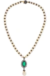 AMRAPALI 18-KARAT GOLD AND RHODIUM-PLATED MULTI-STONE NECKLACE