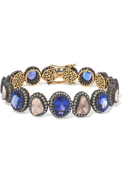 Amrapali 18-karat Blackened Gold, Tanzanite And Diamond Bracelet