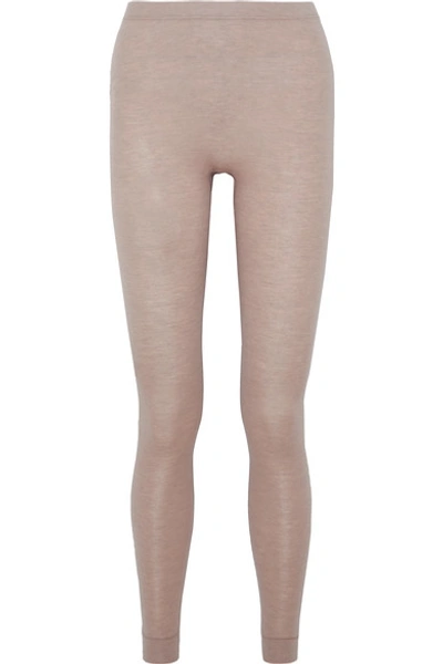 Hanro Slub Silk And Cashmere-blend Leggings In Ecru