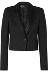 AMIRI CROPPED SATIN-TRIMMED TWILL BLAZER