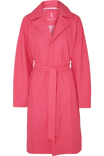Rains Belted Matte-pu Trench Coat In Pink