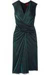 Sies Marjan Gretchen Wrap-effect Lurex Dress In Green