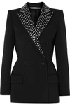 GIVENCHY DOUBLE-BREASTED CRYSTAL-EMBELLISHED WOOL AND SILK-BLEND TWILL BLAZER