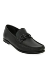Ferragamo Grandioso Grained Leather Loafers In Black