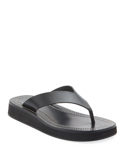 The Row Ginza Flip-flop Smooth Calfskin Sandals In Black