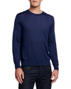 Charvet Men's Solid Cashmere-silk Crewneck Sweater In Navy