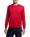 Charvet Men's Solid Cashmere-silk Crewneck Sweater In Red