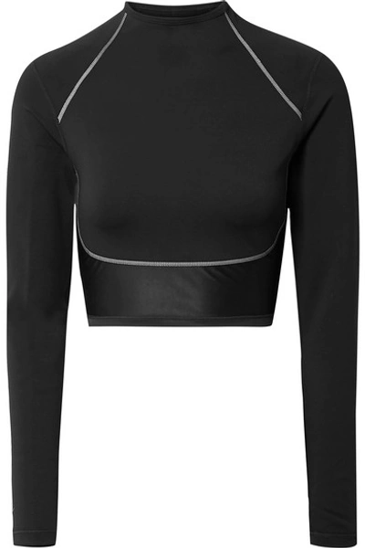 Nike City Ready Cropped Paneled Neoprene And Stretch Top In Black
