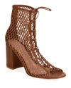 GIANVITO ROSSI FISHNET LACE-UP BOOTIES,PROD151530147
