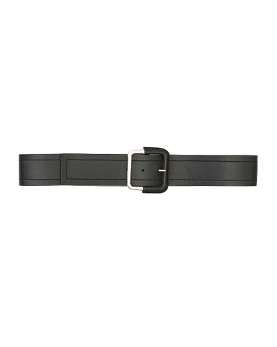 Lafayette 148 Square Buckle Leather Belt In Black