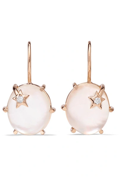 Andrea Fohrman Mini Galaxy 18-karat Rose Gold, Moonstone And Diamond Earrings